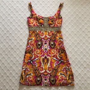 Milly 0 XS summer pink print cocktail dress